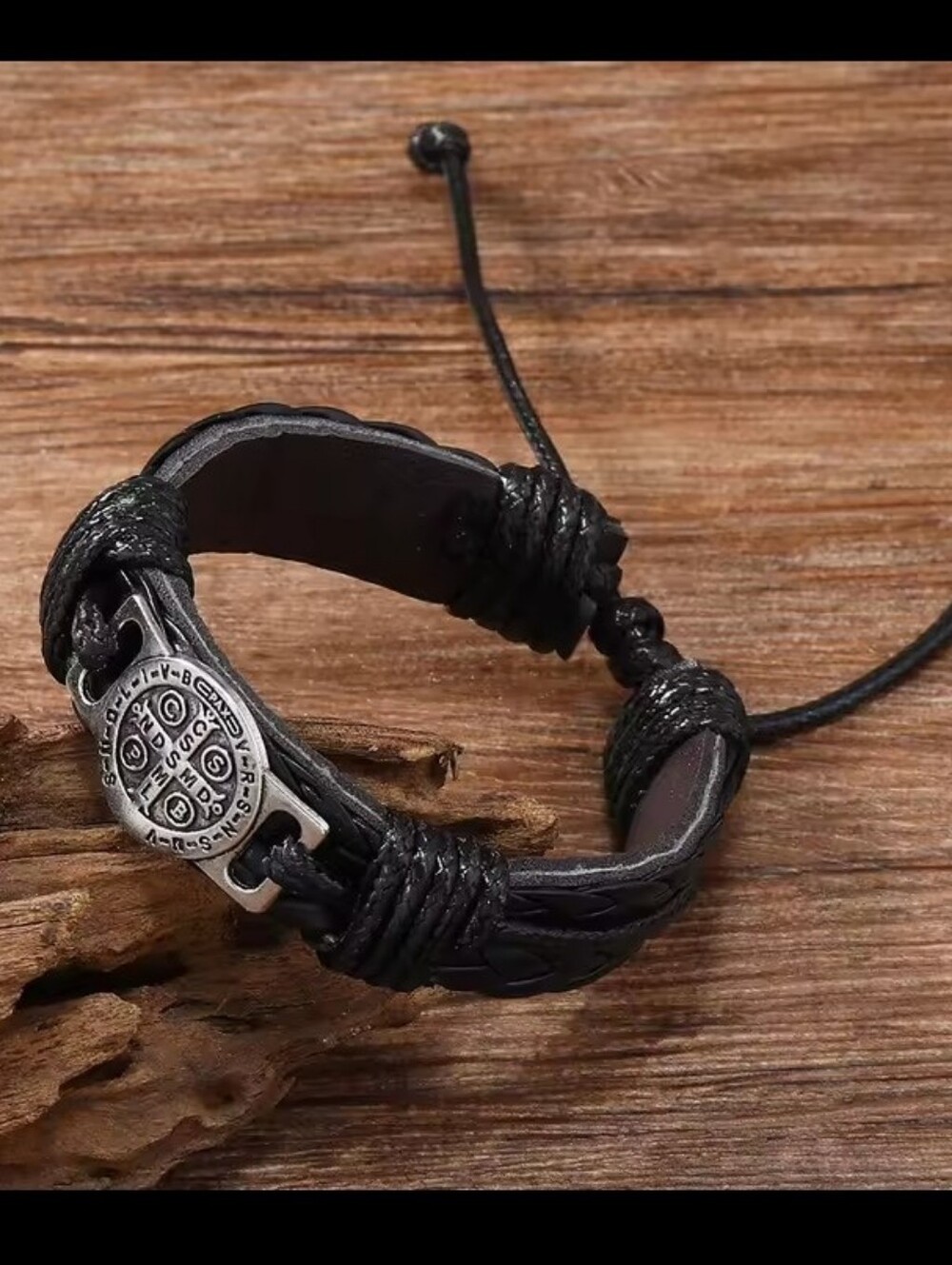 Men's Bracelet Leather Vintage Myth Cross Black Jewelry New G30